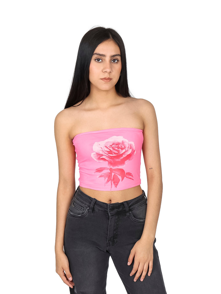 Top Tubo Strapless Roze Rosa para Mujer