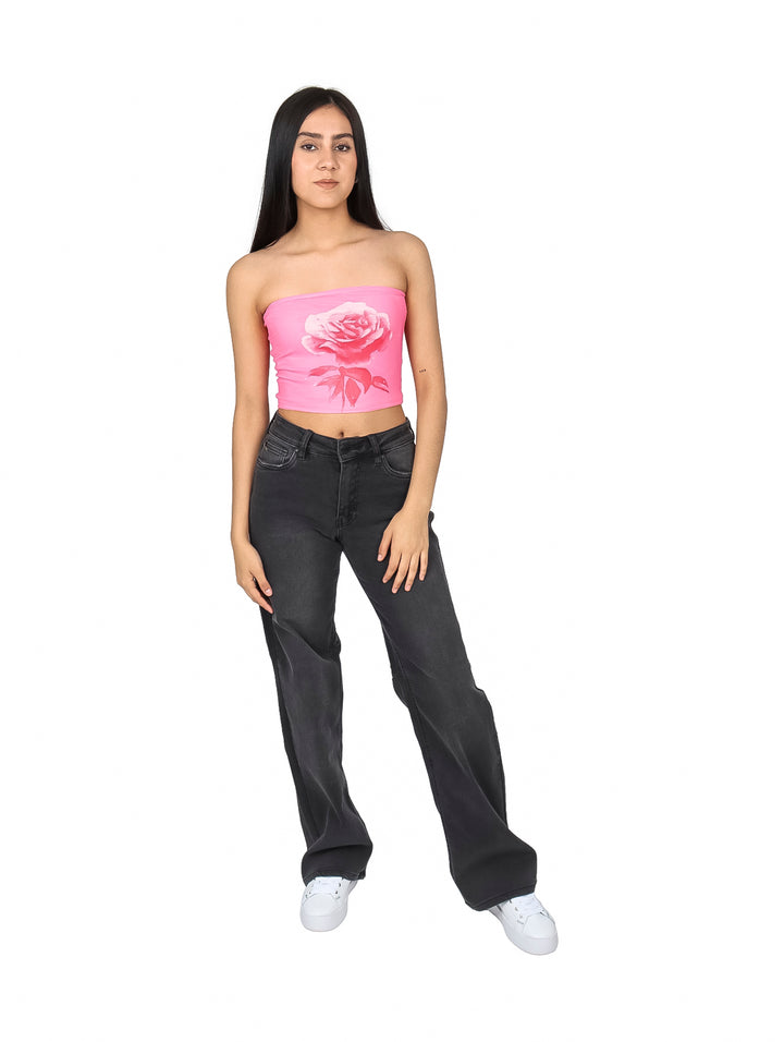 Top Tubo Strapless Roze Rosa para Mujer