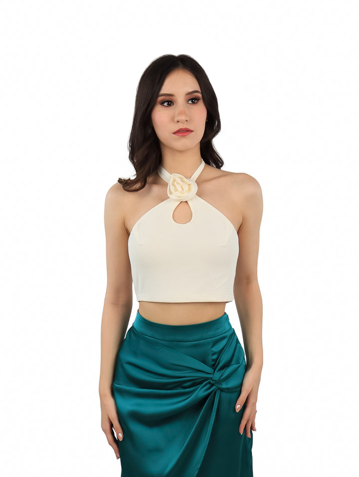 Top Halter ROZE Color Ivory para Mujer