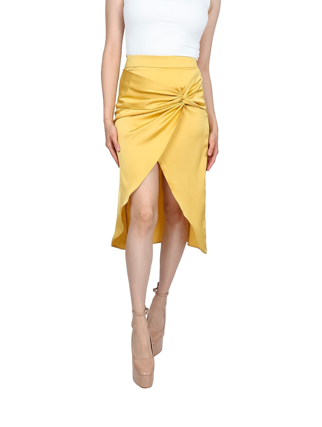 Falda Satín ATOK Amarillo para Mujer