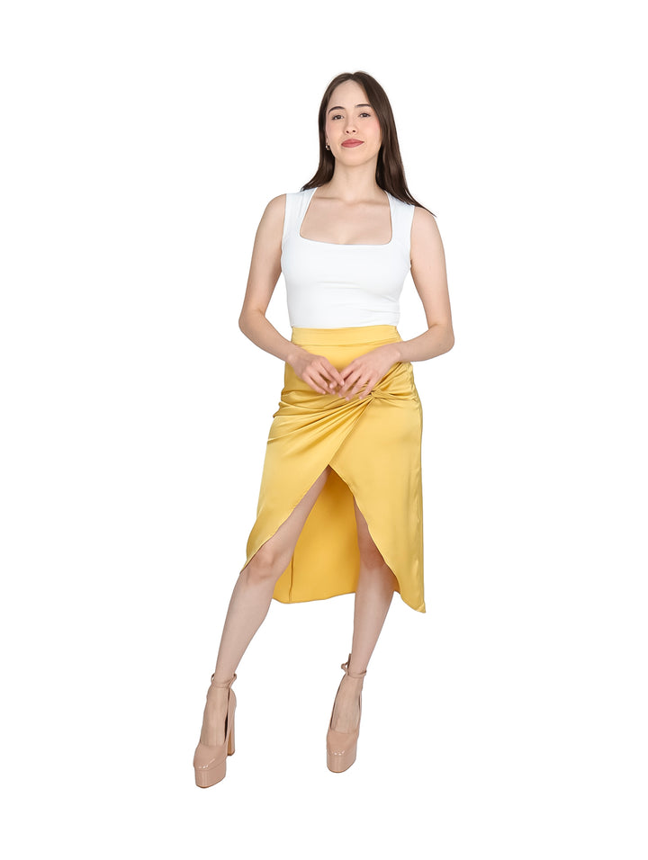 Falda Satín ATOK Amarillo para Mujer