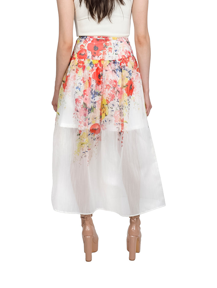 Falda Larga Floral ATOK Blanco para Mujer
