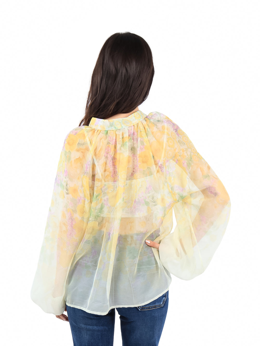Blusa ATOK de Gasa Estampada Amarilla para Mujer