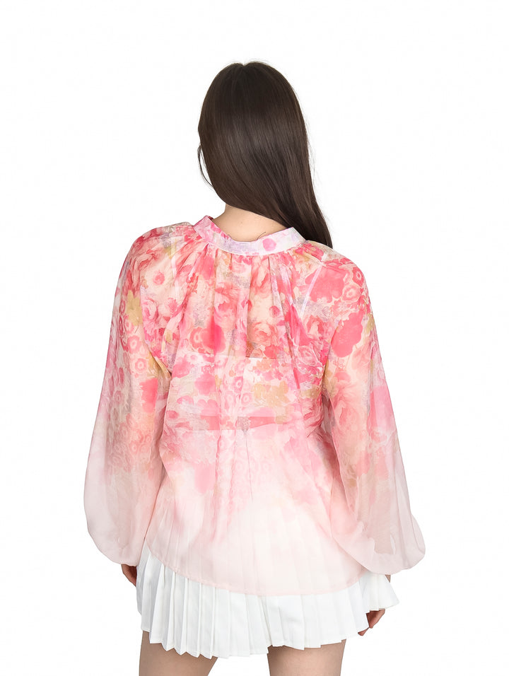 Blusa ATOK de Gasa Estampada Light Pink para Mujer
