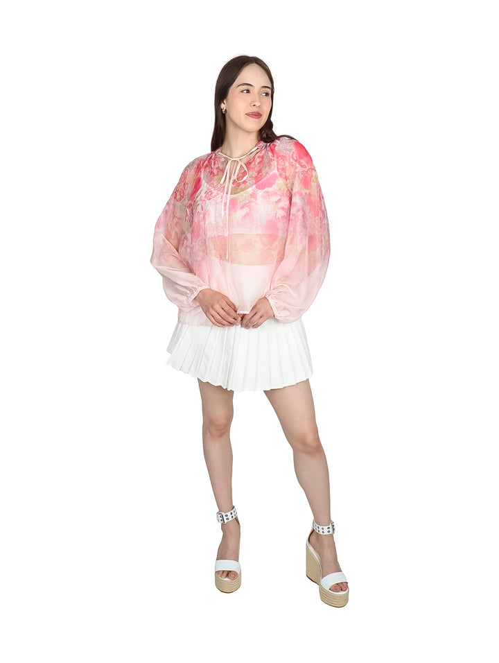 Blusa ATOK de Gasa Estampada Light Pink para Mujer