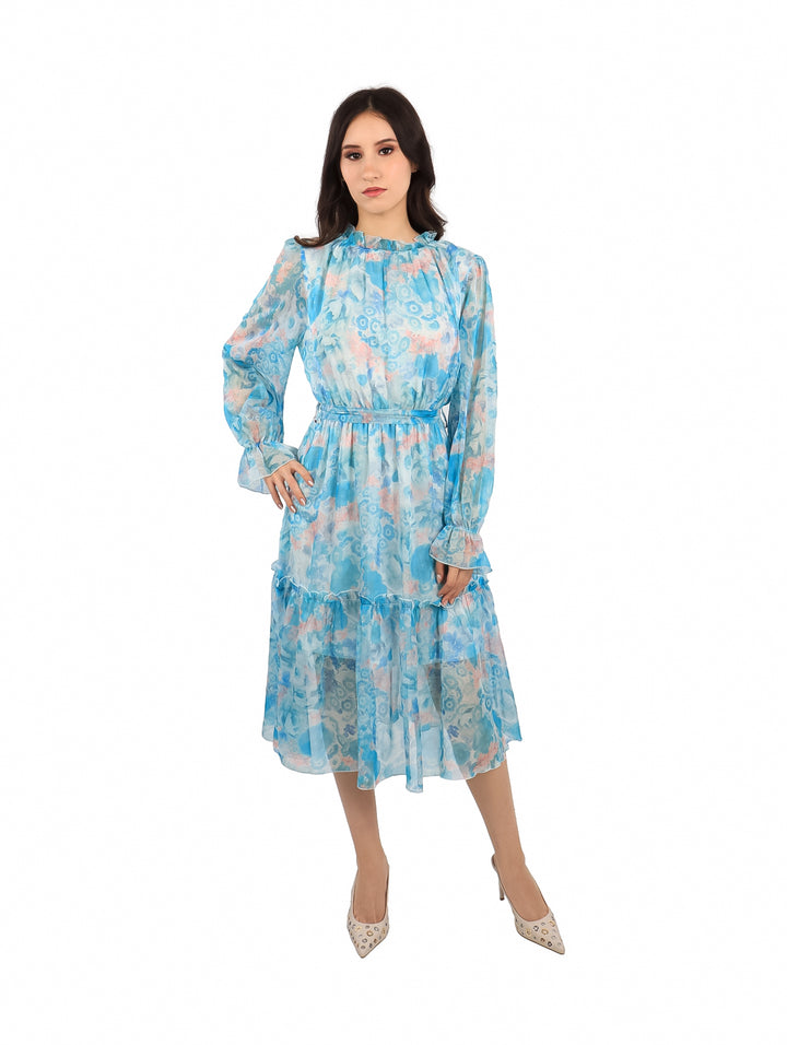 Vestido ATOK de Gasa Floral Color Azul