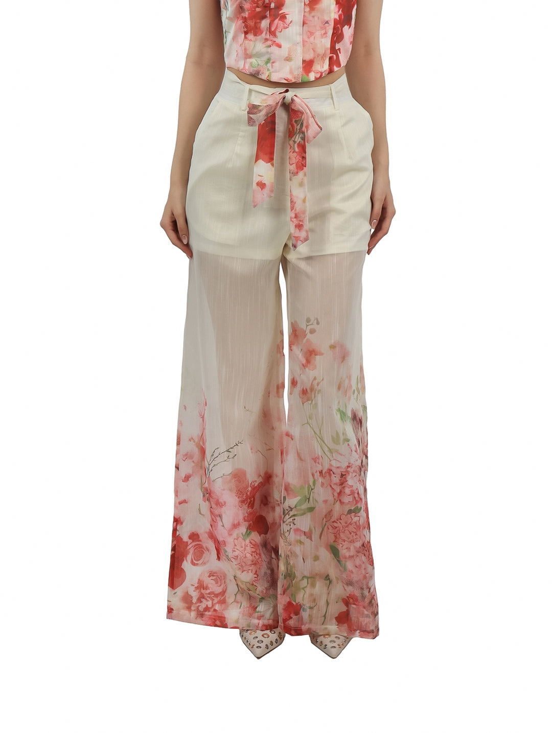 Pantalón Ancho ATOK Beige Estampado para Mujer