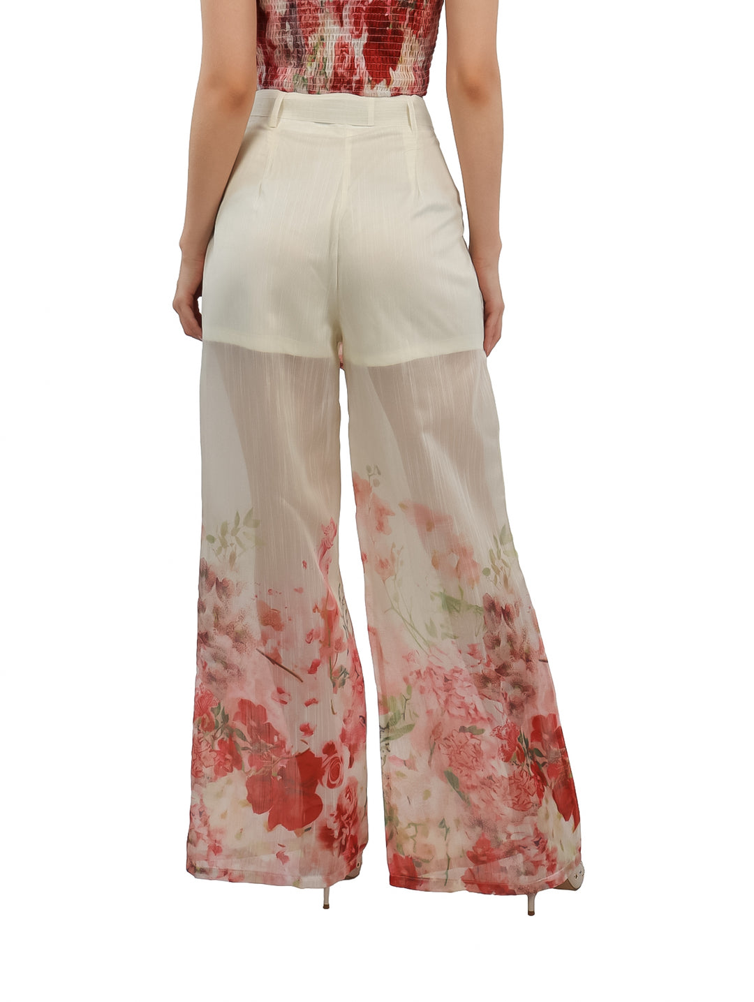 Pantalón Ancho ATOK Beige Estampado para Mujer