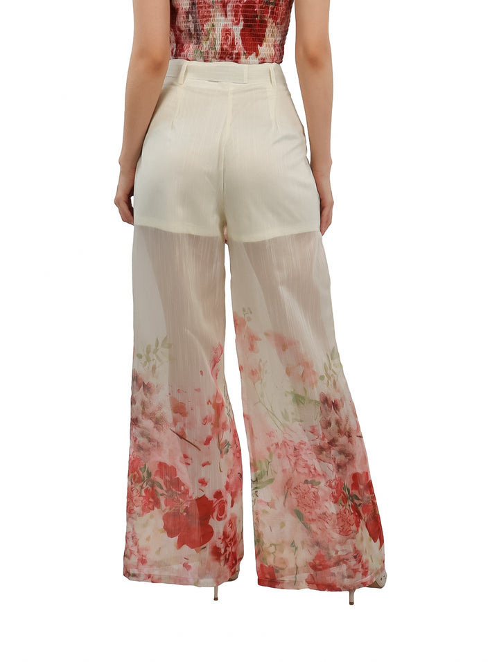 Pantalón Ancho ATOK Beige Estampado para Mujer