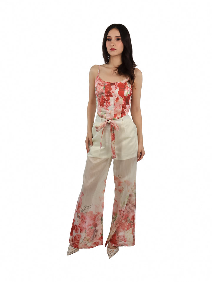 Pantalón Ancho ATOK Beige Estampado para Mujer