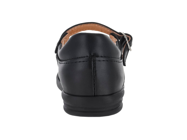 Zapato negro estilo Mary Jane para niña con hebilla plateada.