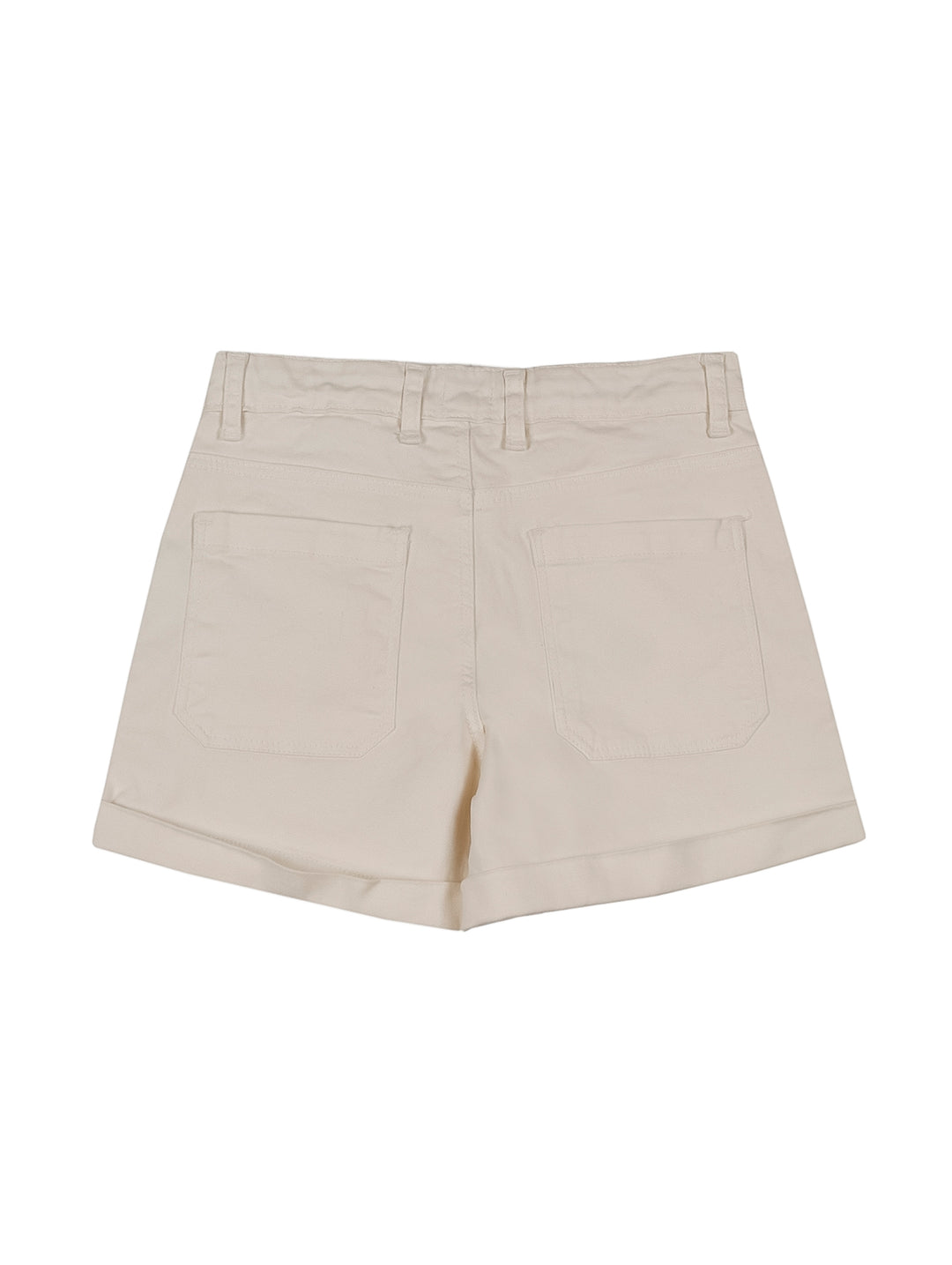 Shorts blancos para niña de la marca Zippy, estilo casual con bolsillos laterales.