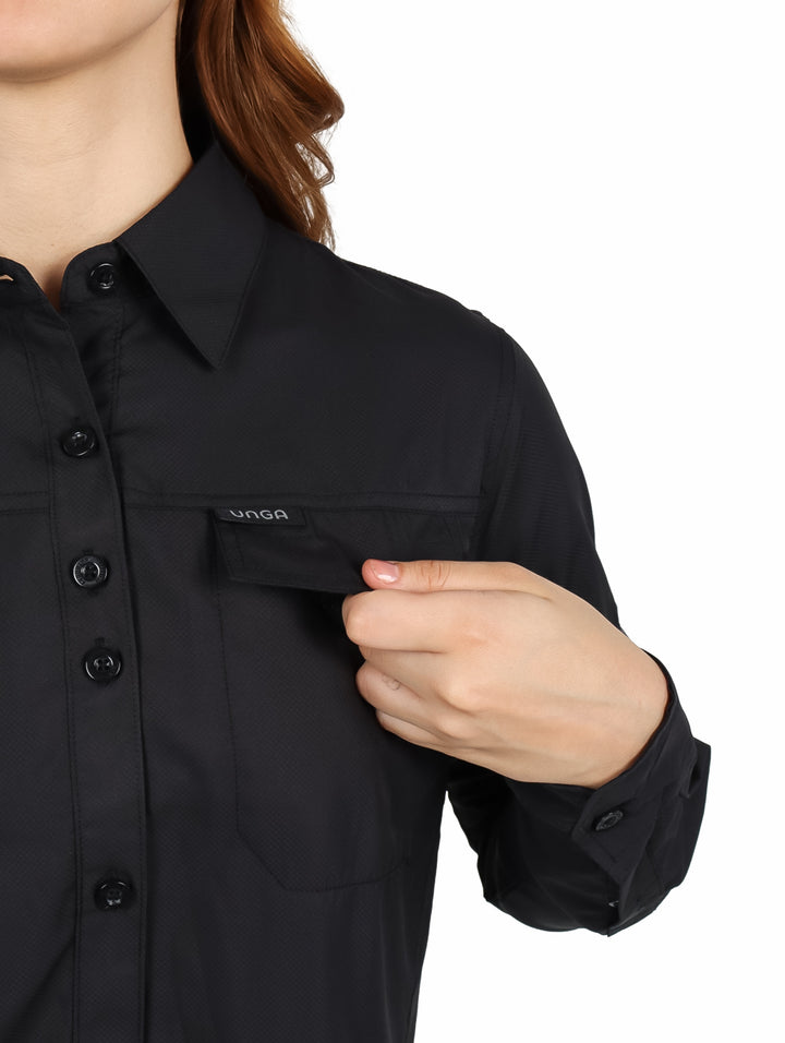 Camisa UNGA Outdoor Manga Larga Color Negro para Mujer