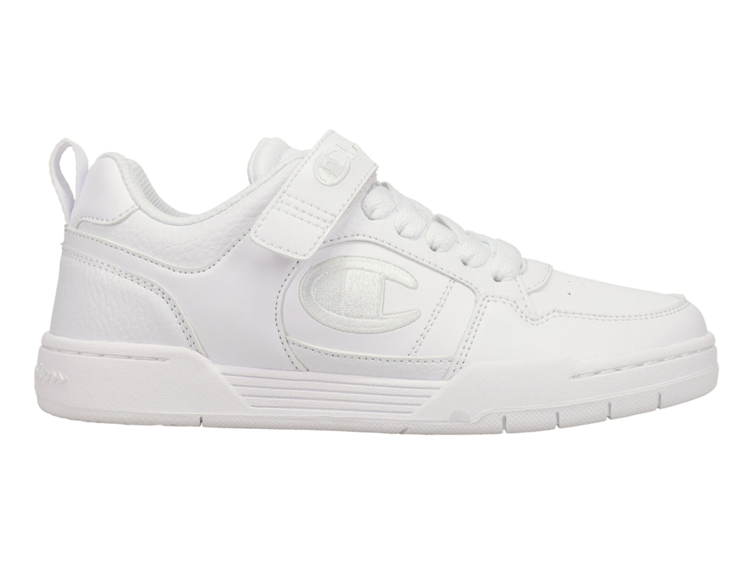 Tenis deportivos Champion color blanco para niños con cierre de velcro y cordones.
