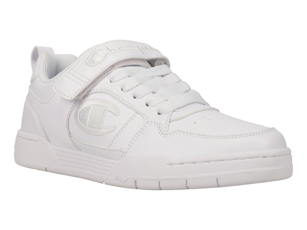 Tenis deportivos Champion color blanco para niños con cierre de velcro y cordones.