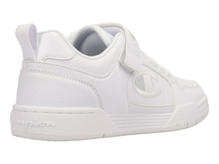 Tenis deportivos Champion color blanco para niños con cierre de velcro y cordones.