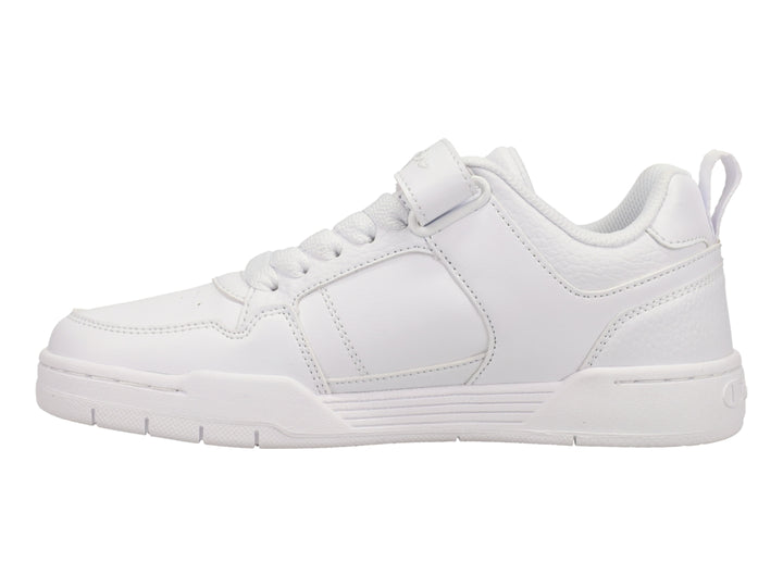 Tenis deportivos Champion color blanco para niños con cierre de velcro y cordones.