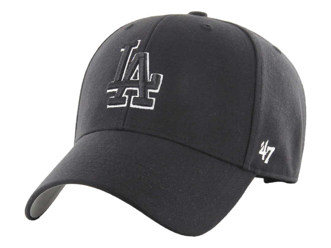 Gorra de béisbol negra con logo de Los Angeles Dodgers bordado en blanco y marca 47 en el lateral.