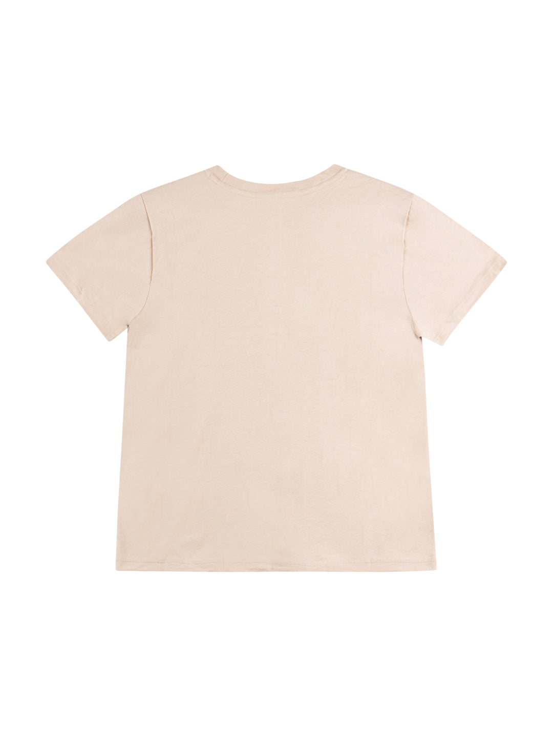 Playera Champion de color natural con cuello redondo y manga corta.