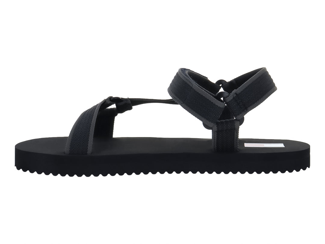 Sandalia negra Tommy Hilfiger con correas ajustables y suela dentada.