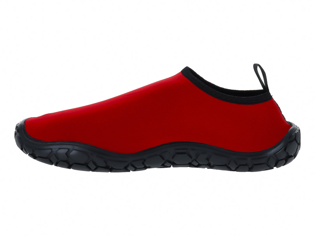 Zapato acuático Splash Pro Shark en color rojo con suela negra antideslizante.
