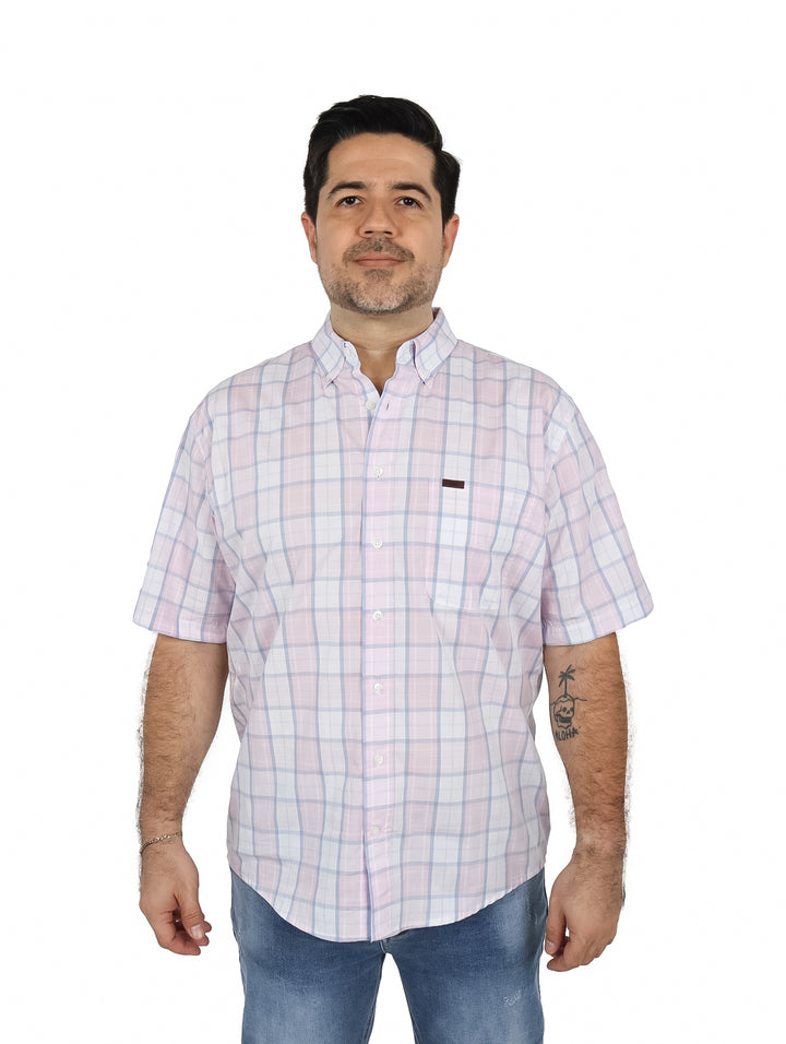 Camisa Lee a Cuadros Blanco y Rosa para Hombre