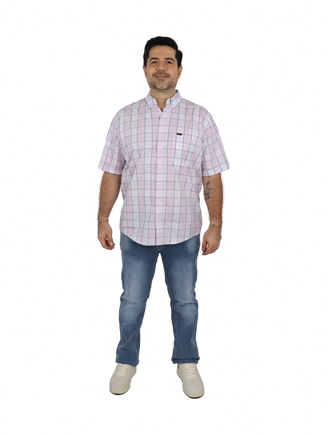 Camisa Lee a Cuadros Blanco y Rosa para Hombre