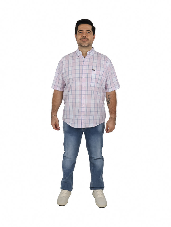 Camisa Lee a Cuadros Blanco y Rosa para Hombre