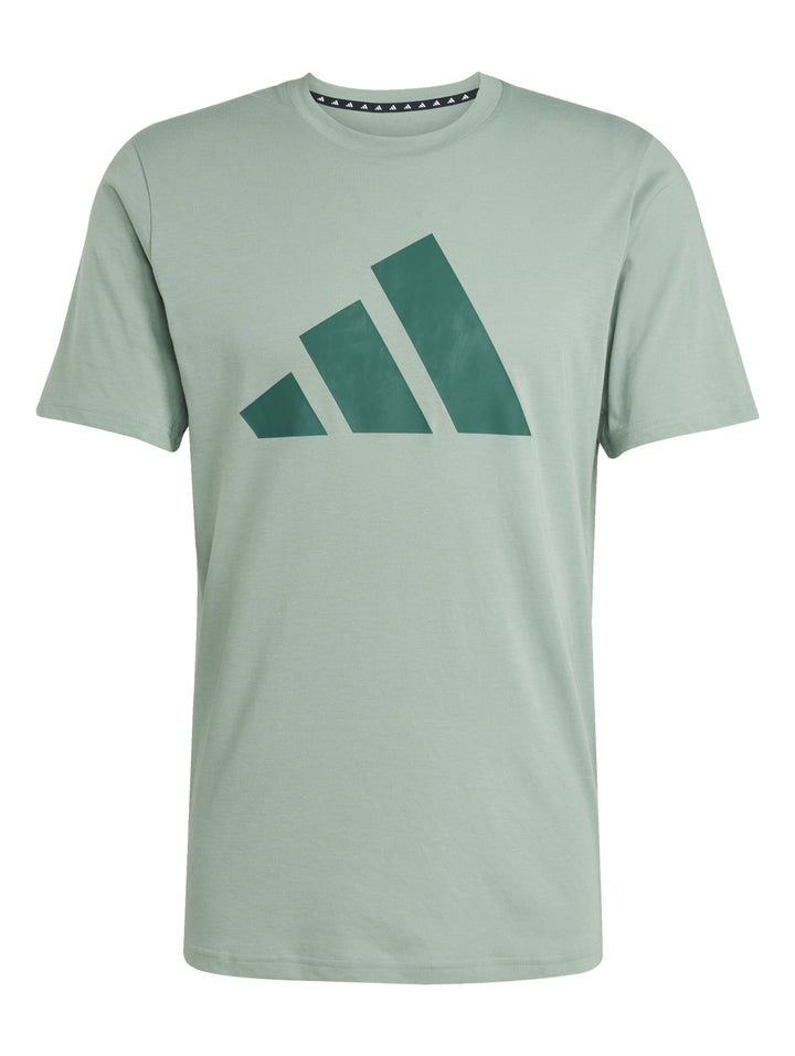 Hombre vistiendo playera deportiva Adidas color verde claro y pantalones deportivos verde oscuro.