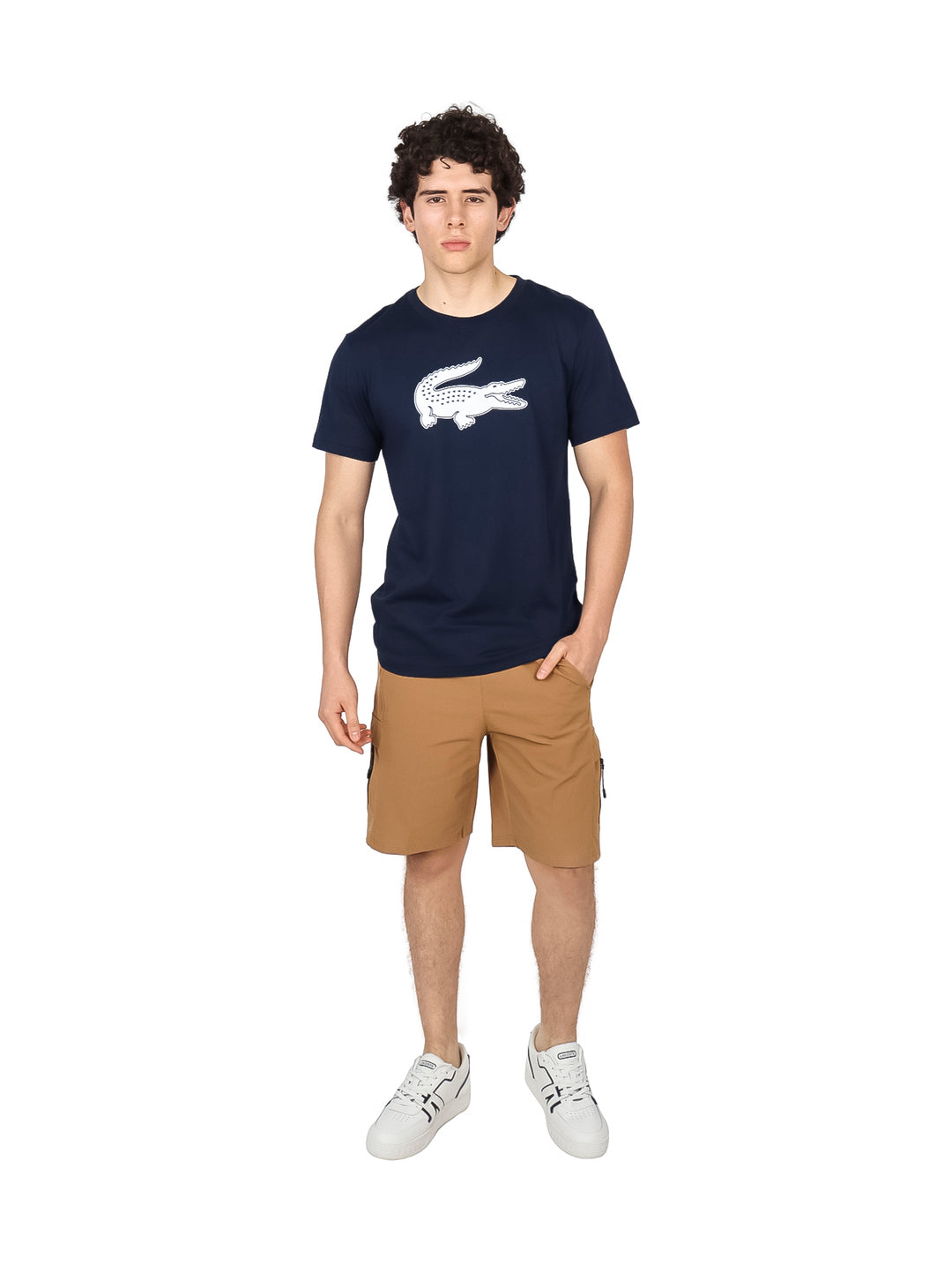 Playera Lacoste Hombre Azul Marino con Logo Grande