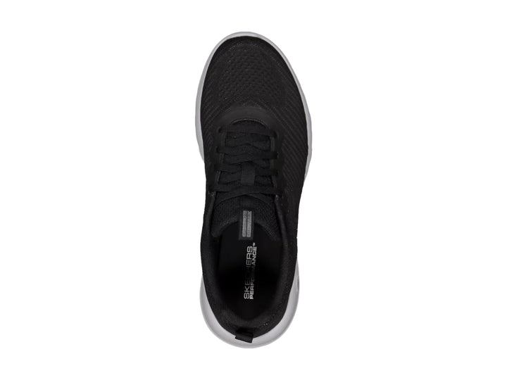 Tenis deportivos Skechers Go Walk Max en color negro con suela blanca y tejido transpirable.