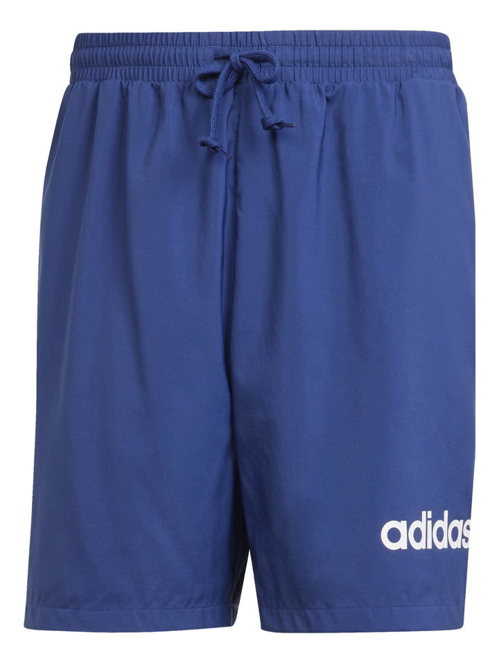 Shorts deportivos Adidas color azul oscuro con logotipo blanco en la pierna izquierda.