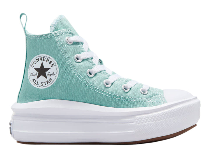 Tenis Converse Chuck Taylor All Star Move Platform en color verde menta con suela blanca de plataforma.