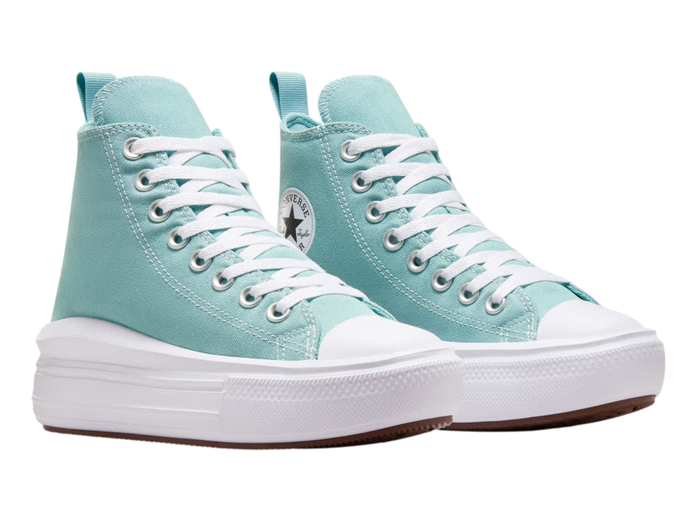Tenis Converse Chuck Taylor All Star Move Platform en color verde menta con suela blanca de plataforma.