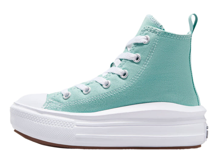 Tenis Converse Chuck Taylor All Star Move Platform en color verde menta con suela blanca de plataforma.