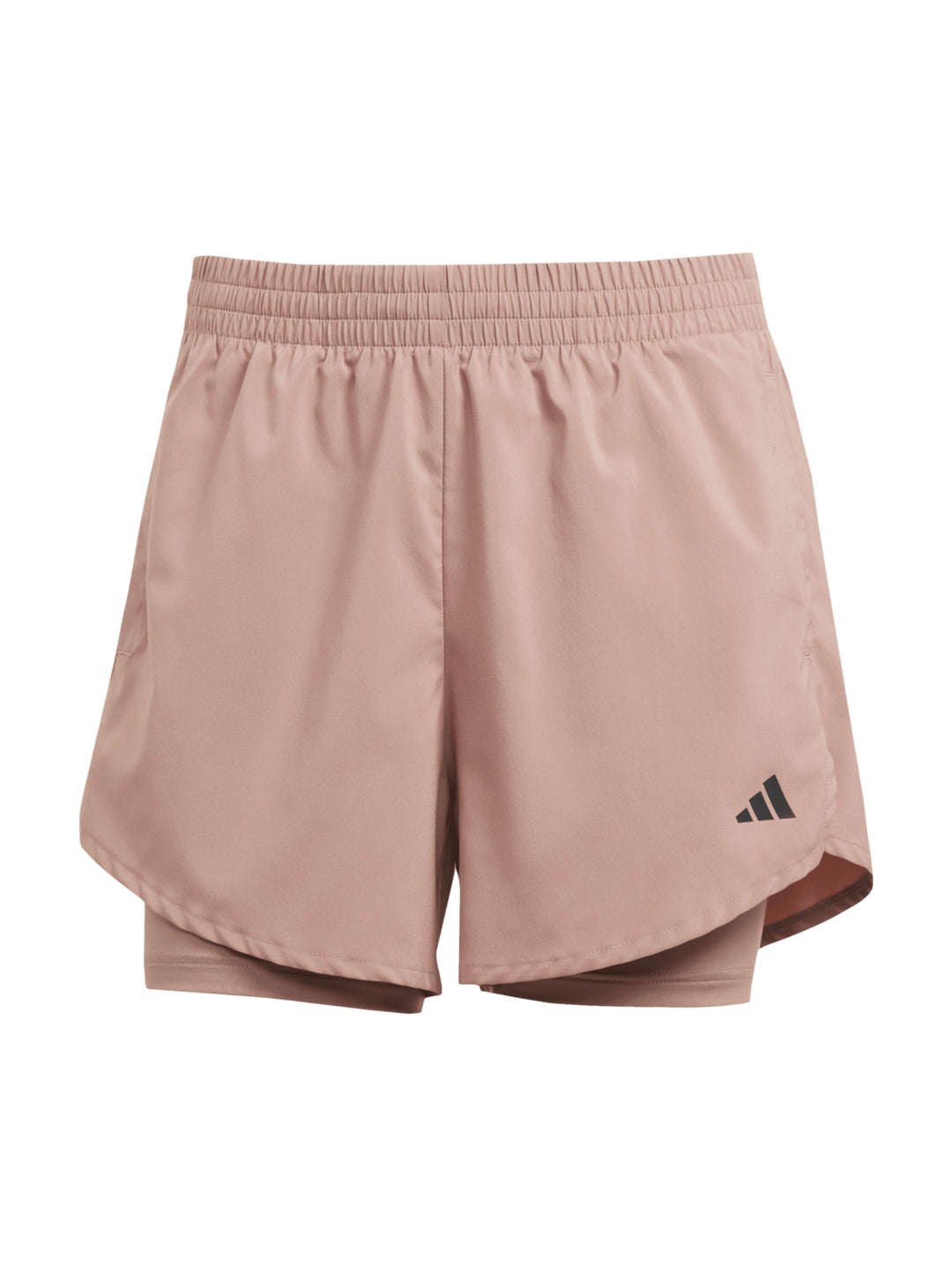 Shorts deportivos Adidas color warm clay con diseño dos en uno.