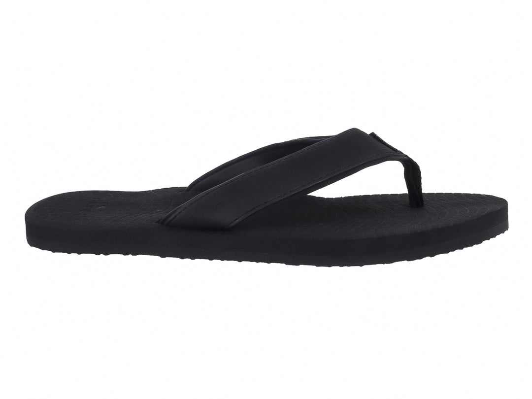 Sandalias tipo flip-flop de color negro con suela plana y correa sencilla.
