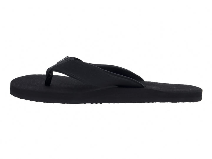 Sandalias tipo flip-flop de color negro con suela plana y correa sencilla.