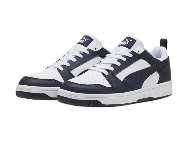 Tenis PUMA Rebound V6 Low Blanco y Azul Marino para Hombre