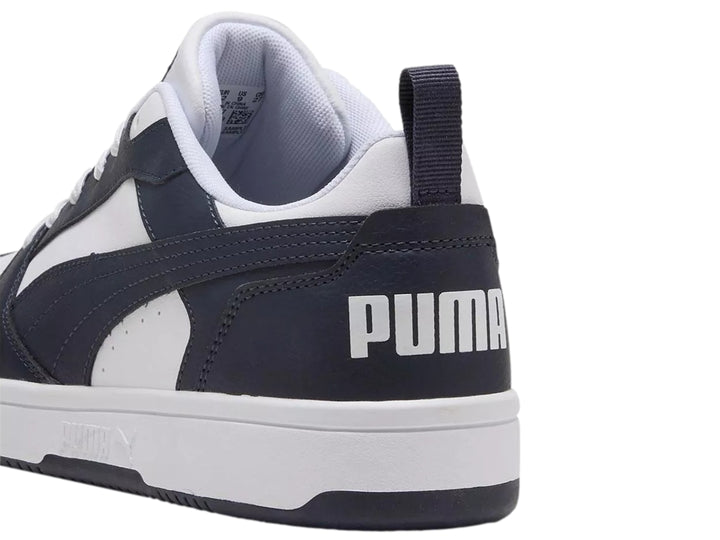 Tenis PUMA Rebound V6 Low Blanco y Azul Marino para Hombre