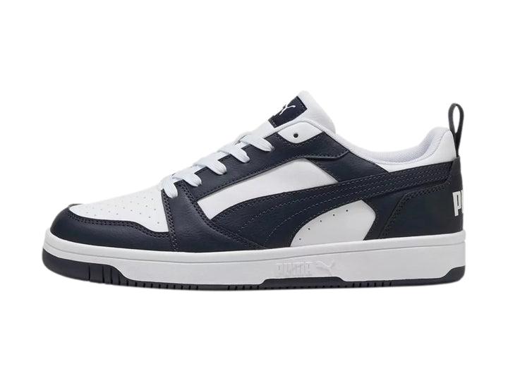 Tenis PUMA Rebound V6 Low Blanco y Azul Marino para Hombre