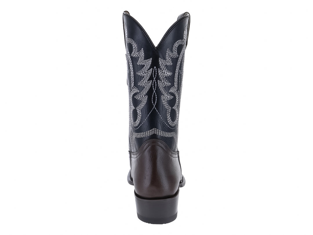 Bota vaquera Texaban color moka y negro con detalles bordados en el eje.