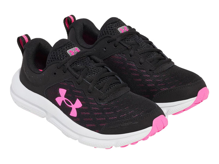 Tenis Under Armour Assert 10 Negro con Rosa para Niña