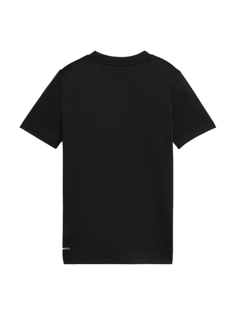 Playera Puma negra de manga corta con logo blanco en el pecho para niño.