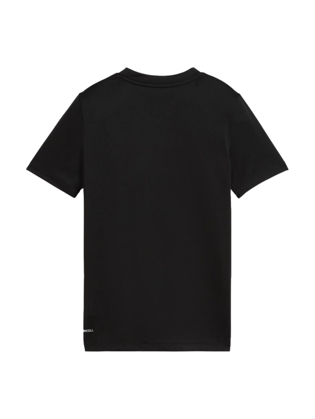 Playera Puma negra de manga corta con logo blanco en el pecho para niño.