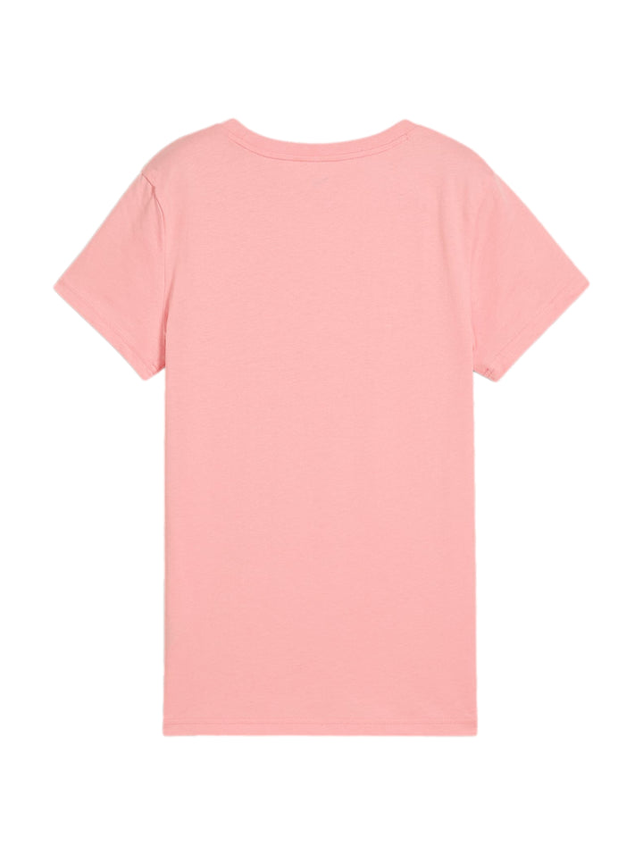Playera PUMA de color rosa con logotipo frontal en tonos contrastantes y cuello redondo.