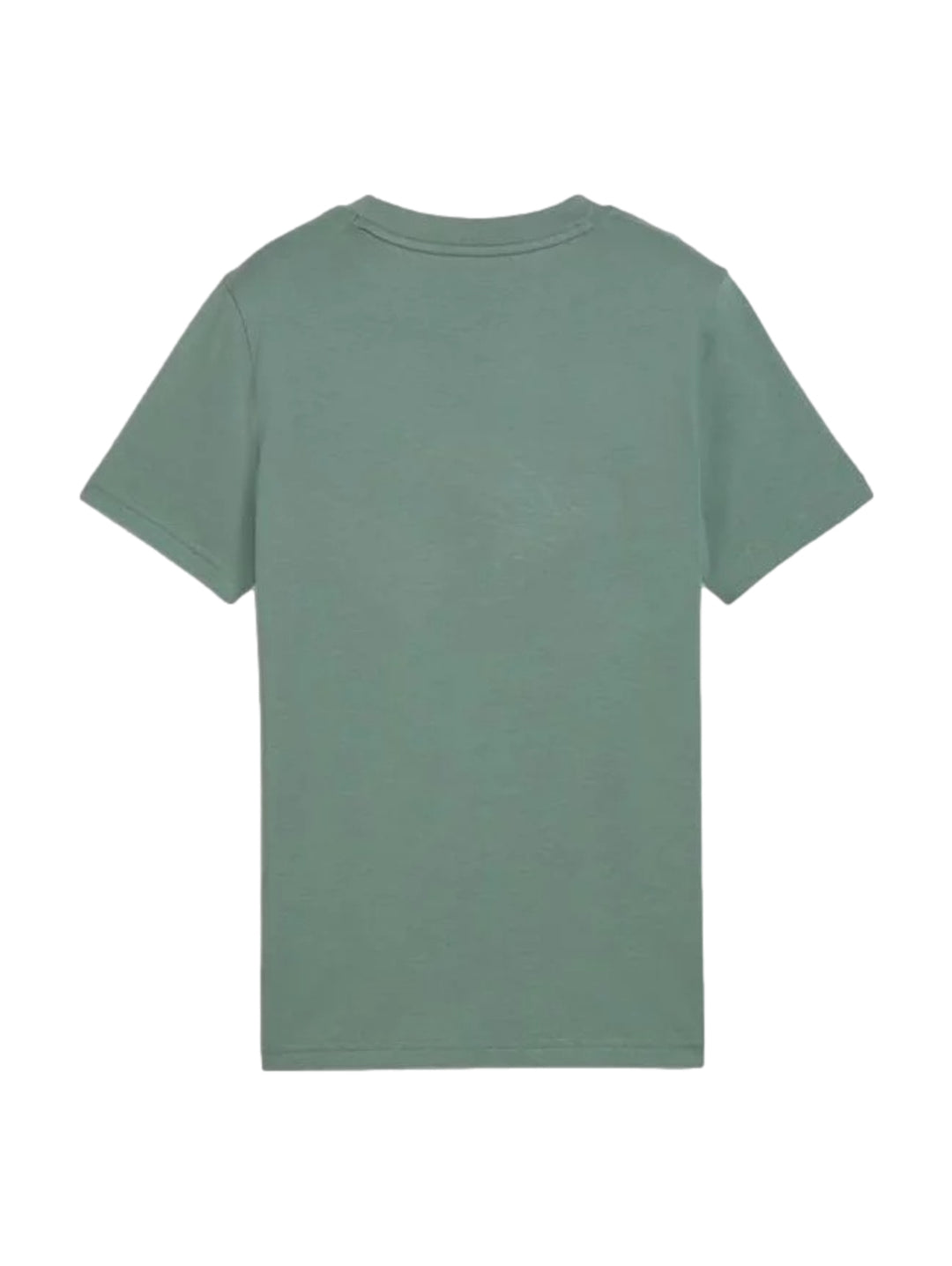 Camiseta PUMA color verde luna con logotipo blanco en el pecho y cuello redondo.