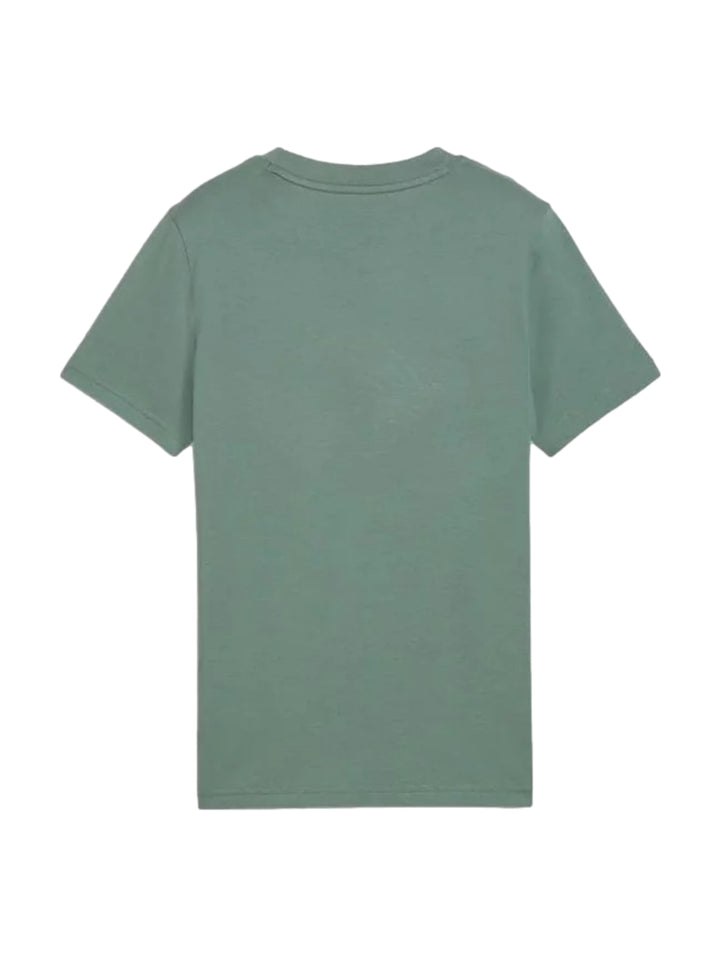 Camiseta PUMA color verde luna con logotipo blanco en el pecho y cuello redondo.