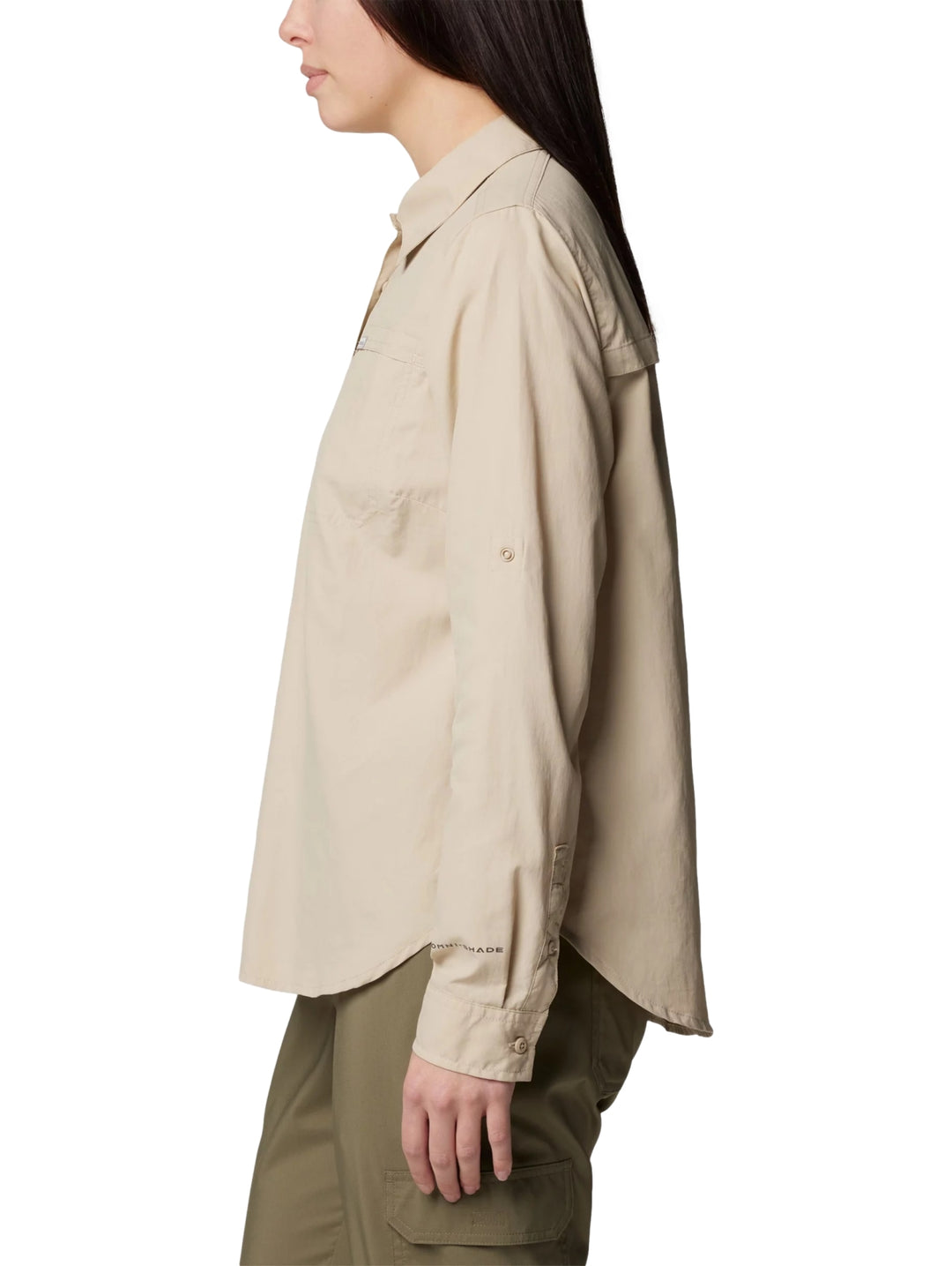 Camisa Columbia Silver Ridge 3.0 de manga larga en color beige Ancient Fossil para Mujer.