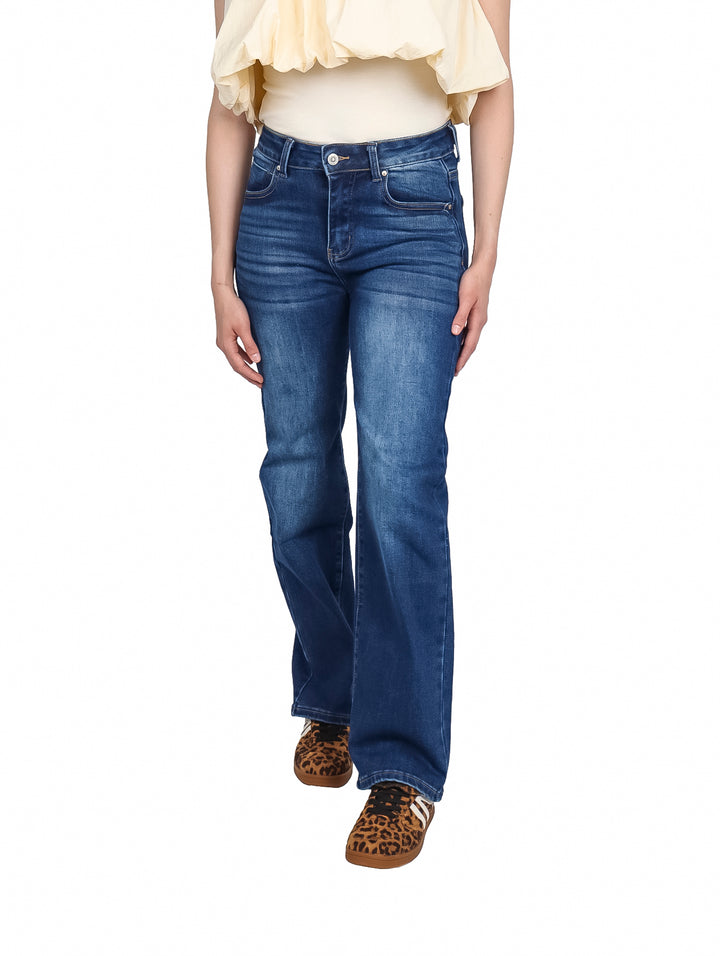 Jeans BE-LU Rectos Color Stone Oscuro para Mujer